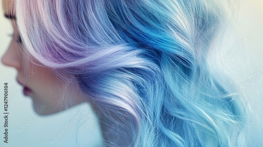 Naklejka premium Pastel Blue Hair: A Stunning Display of Color and Texture