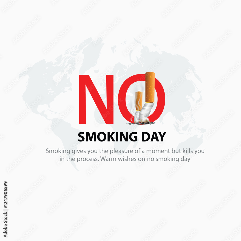 Fototapeta premium National no smoking day poster. Consumed cigarettes. abstract vector illustration design