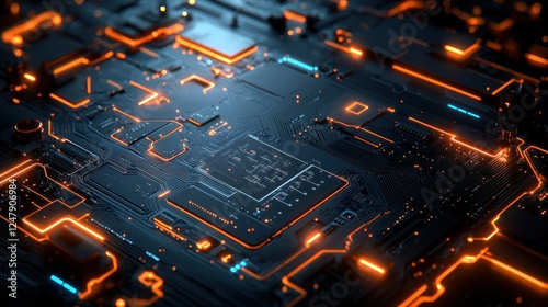 Wallpaper Mural Glowing Circuit Board Close-Up Tech Background Torontodigital.ca