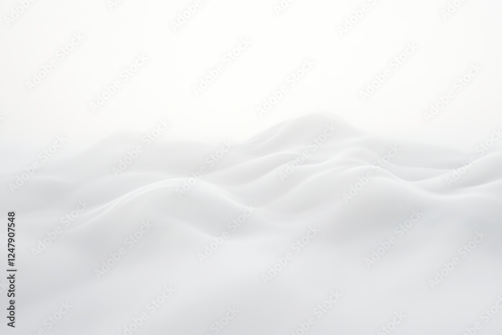 Soft white waves mimic serene hills in misty ambiance, gentle gradient. Soft white waves mimic serene hills in misty ambiance, gentle gradient.