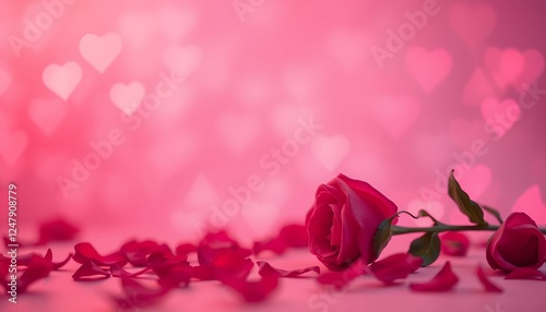 A romantic Valentine's Day background featuring soft pink and red hues