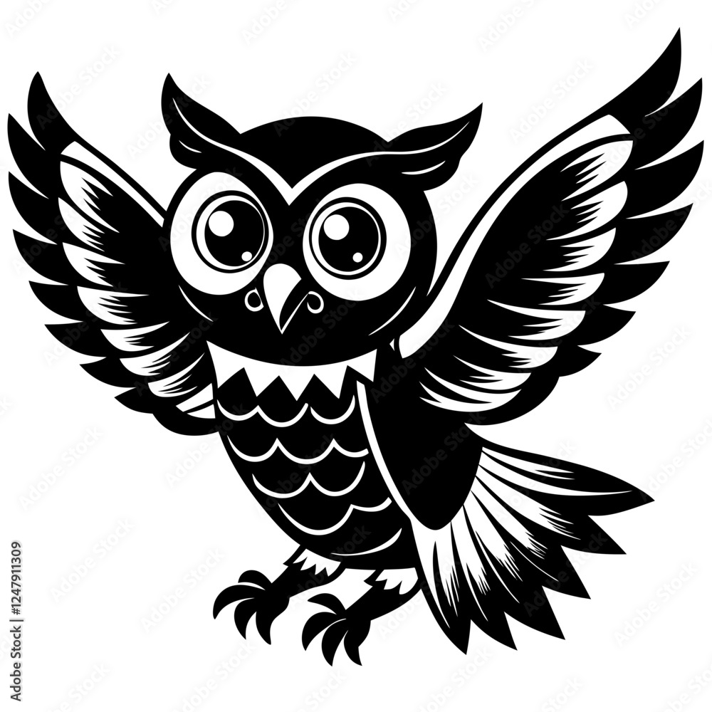 Obraz premium A cute, cartoon owl in the night white background vector art illustration
