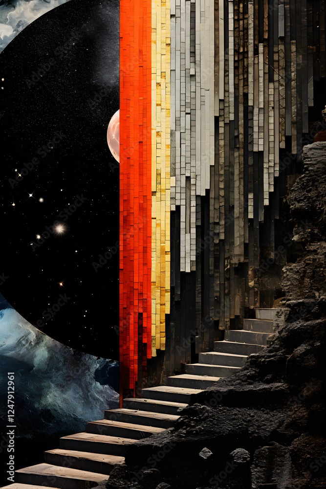 Digital retro abstract diorite collage decollagecore pattern graphics poster background Digital retro abstract diorite collage decollagecore pattern graphics poster background