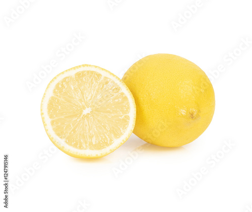 Ripe lemon half isolated on white background