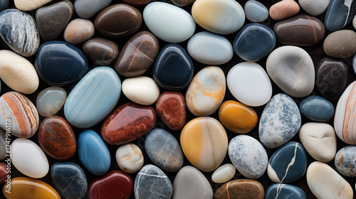 Background multicolored sea polished stones roll