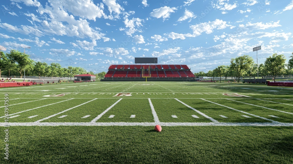 Obraz premium Vast American Football Field Under a Bright Blue Sky