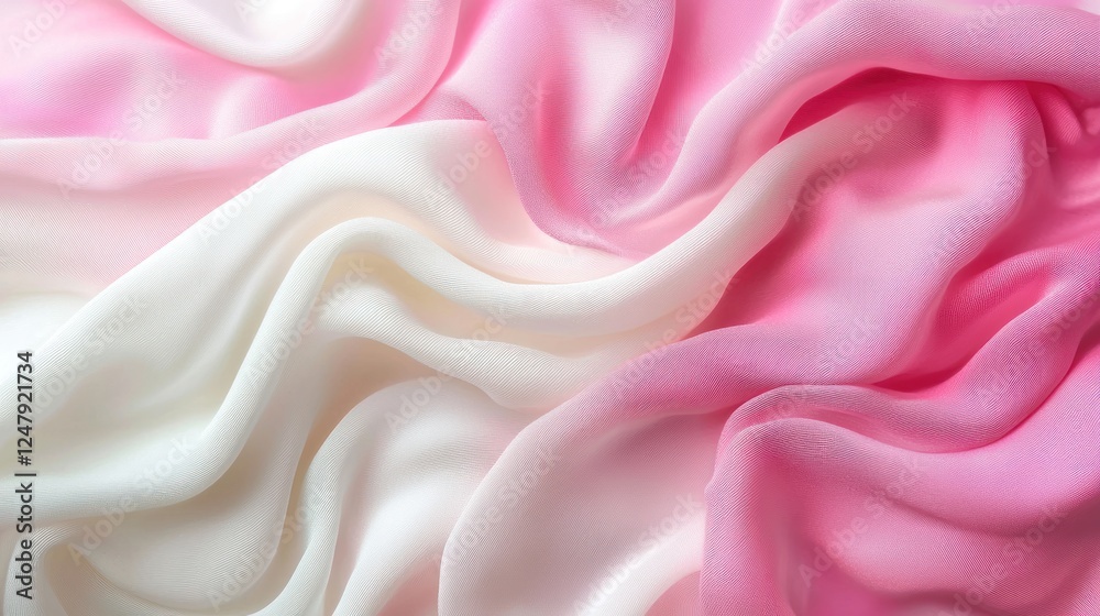 Fototapeta premium Elegant Pink and White Silk Fabric Drape