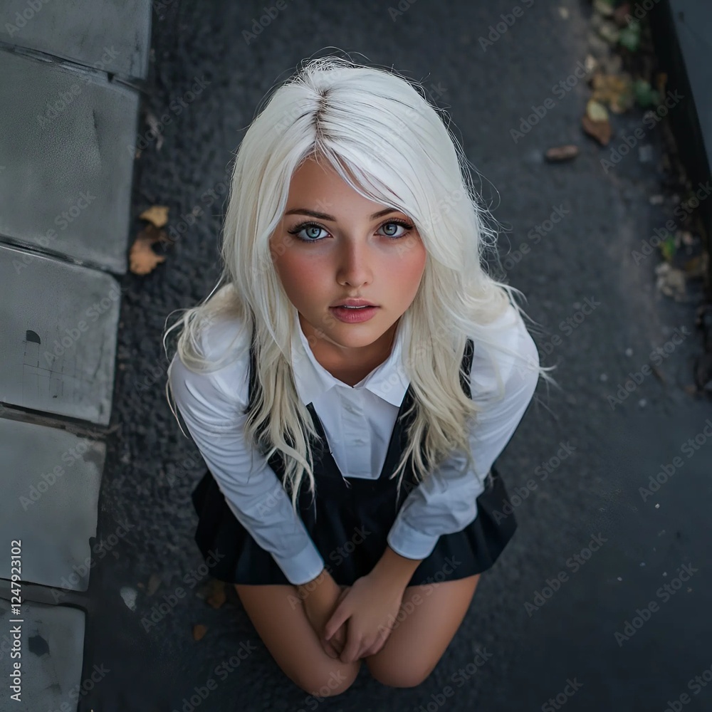 Naklejka premium Mystical Elegance with Platinum Hair