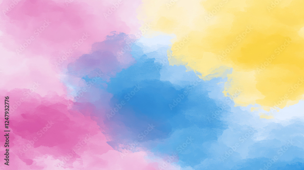 Colorful abstract background with pink, blue, and yellow clouds Colorful abstract background with pink, blue, and yellow clouds