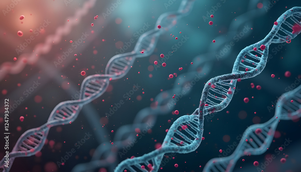 DNA Strand with Floating Molecules - Medical and Biotech Innovation DNA Strand with Floating Molecules - Medical and Biotech Innovation