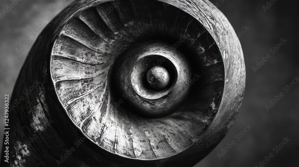 Monochrome Abstract Metallic Spiral Sculpture Close Up Detailing Design Monochrome Abstract Metallic Spiral Sculpture Close Up Detailing Design