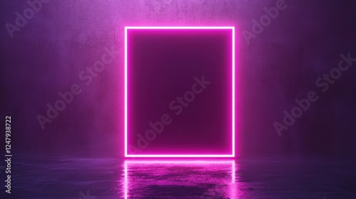 Neon Pink Square Frame Abstract Art for Modern Background Design