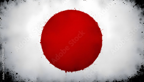 Japan Flag in Grunge Style, Image for Design Projects