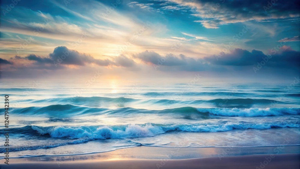 Obraz premium Softly lapping waves fade into a hazy