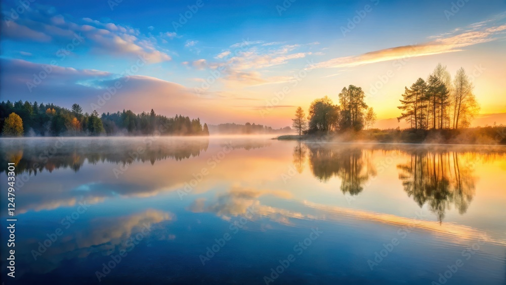 A serene lake at dawn with mist rising from the water's surface, calmness, energy, calmness, energy A serene lake at dawn with mist rising from the water's surface, calmness, energy, calmness, energy