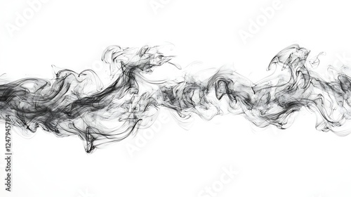 Abstract smoke swirls, white background, design element