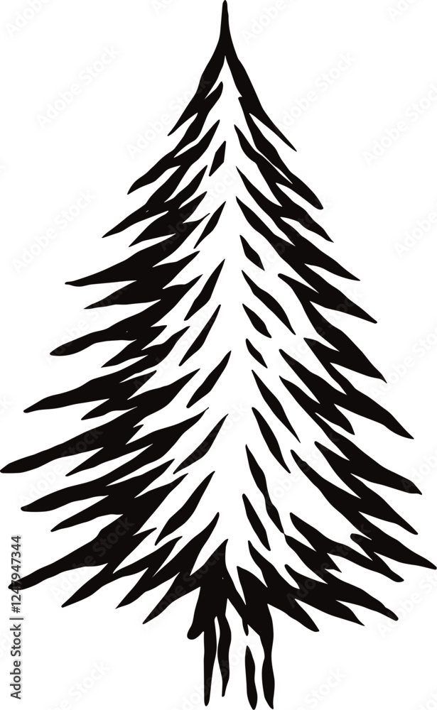 Naklejka premium pine trees silhouette vector art