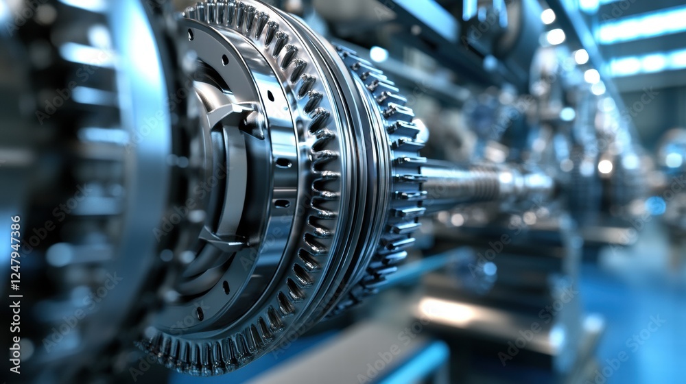 Close-up of Industrial Gear System with Metal Components and Details Close-up of Industrial Gear System with Metal Components and Details