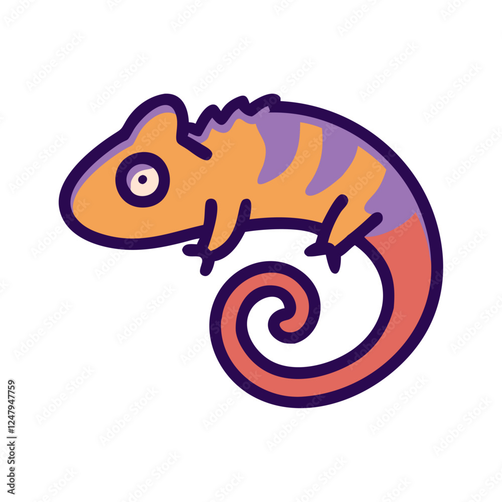 Fototapeta premium Cute chameleon cartoon illustration