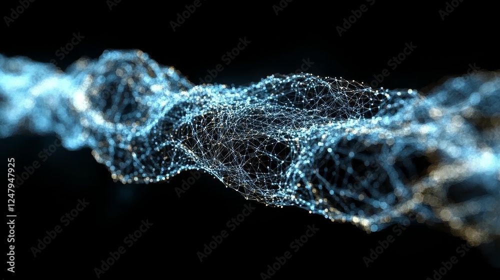 Fototapeta premium Abstract Blue Particle Flow Dynamic Energy Swirl Nebula Cosmic Dust Digital Art Background