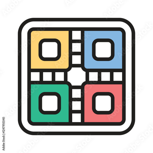 Icon of a board game with colorful tiles for fun activities