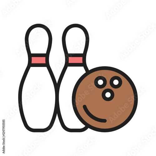 Bowling setup with pins and ball for recreational games