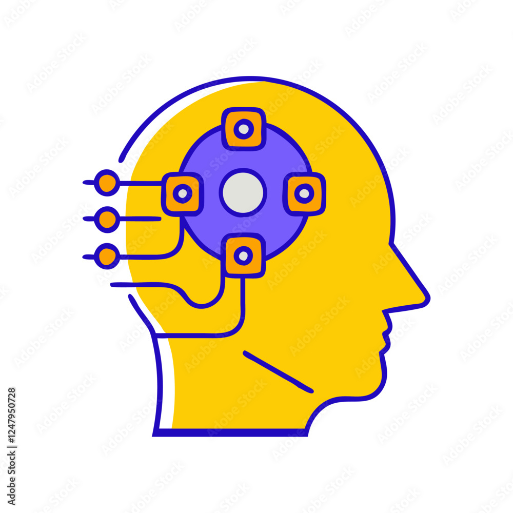 AI neural human brain technology illustration AI neural human brain technology illustration