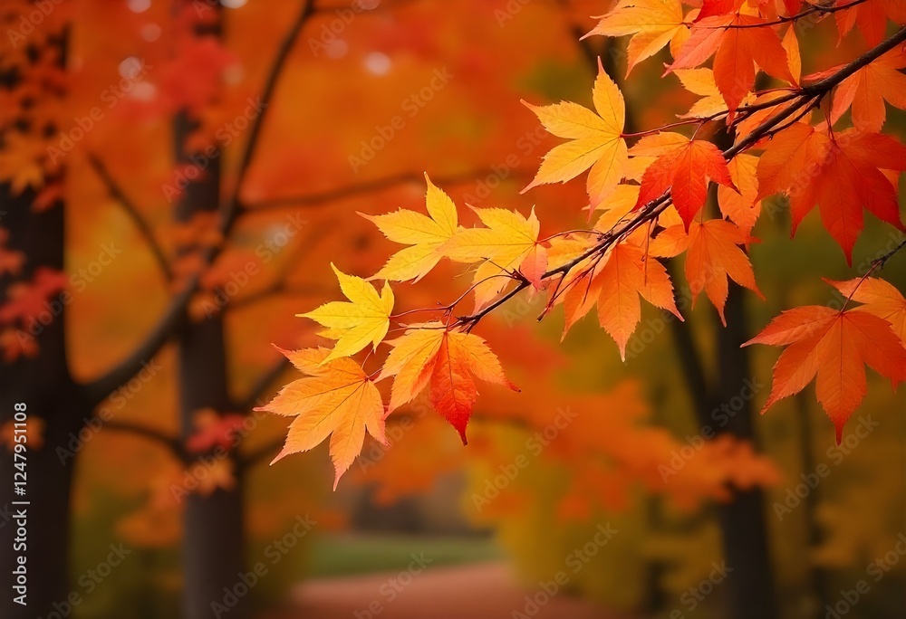 Generative AI Autumnal Maple Leaves: A Symphony of Warm Hues Generative AI Autumnal Maple Leaves: A Symphony of Warm Hues