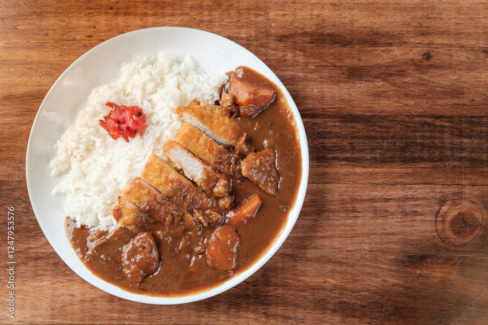 Japanese Curry with Fried Pork Cutlet, Served with Rice Japanese Curry with Fried Pork Cutlet, Served with Rice