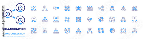 Collaboration icon collection. Bold line style. Duotone colors. team, deal, collaboration, business, networking, teamspirit, organization, teamwork, group, presentation, unity