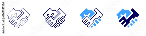 Collaborative goals icon in 4 different styles. Thin Line, Line, Bold Line, Duotone. Duotone style. Editable stroke