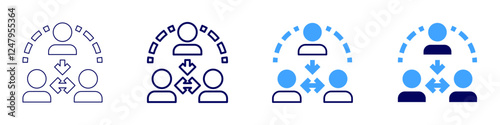Collaborative mission icon in 4 different styles. Thin Line, Line, Bold Line, Duotone. Duotone style. Editable stroke