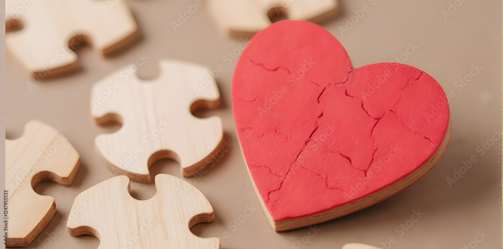 Obraz premium Broken Heart and Puzzle Pieces