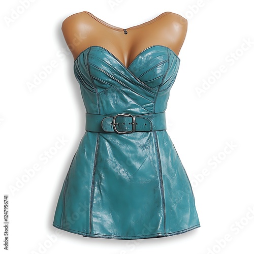 Teal Leather Mini Dress Mannequin Display