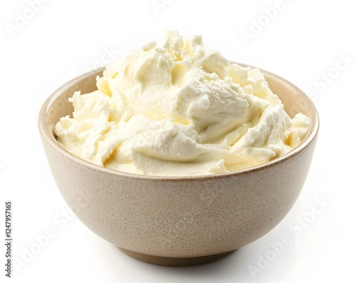 Wallpaper Mural Cream cheese filling overflows a ceramic bowl on white background Torontodigital.ca