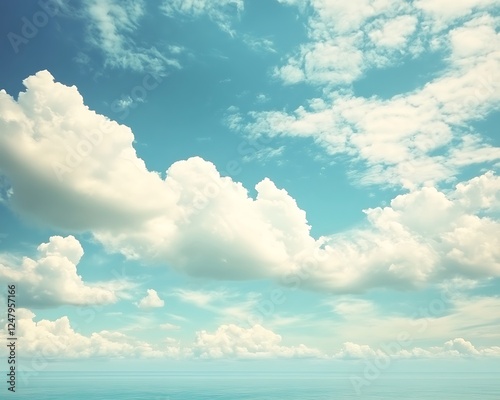 Cloudy Summer Sky Over Calm Sea