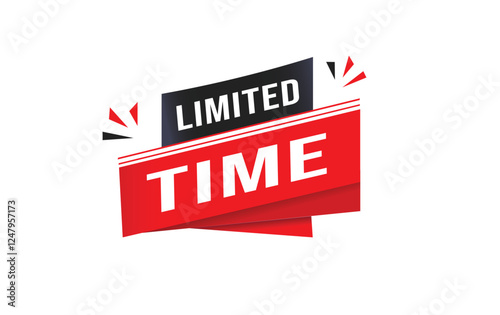 Limited time, banner, announcement, vector element white background. flat red symbol design.