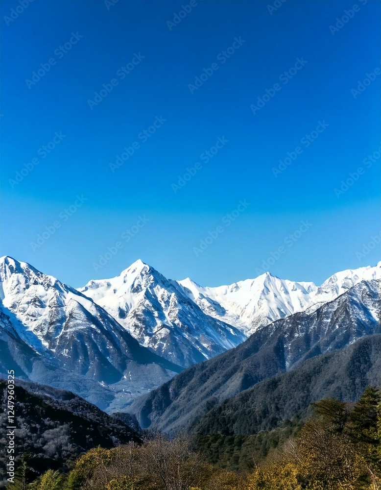 capped mountain range with a clear blue sky capped mountain range with a clear blue sky