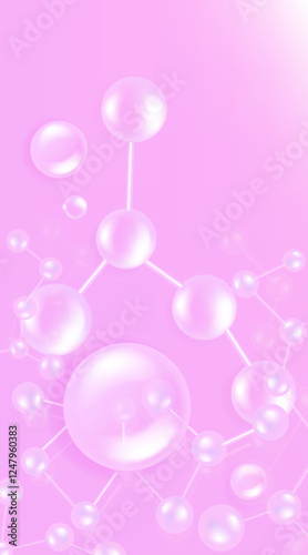 Hyaluronic acid and Niacinamide hair and skin solutions ad, pink collagen serum drop with cosmetic advertising background ready to use, illustration vector.