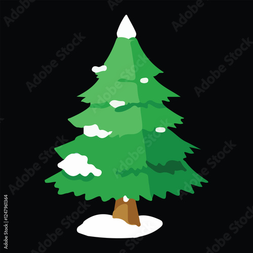 Christmas Tree and Holiday Elements Collection, Festive illustration Set.