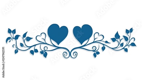 Two Hearts Adorned With Flourishing Blue Vines