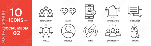 Social media icon set with ten minimal designs