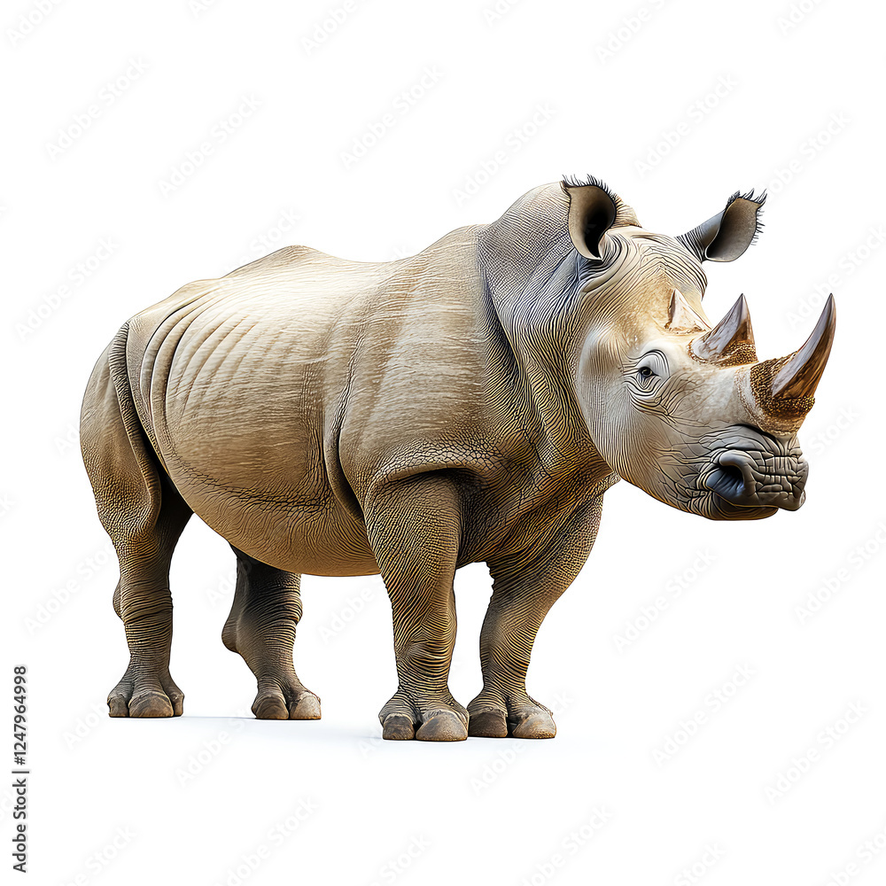 Obraz premium Majestic White Rhinoceros in its Natural Habitat: A Captivating Portrait of African Wildlife