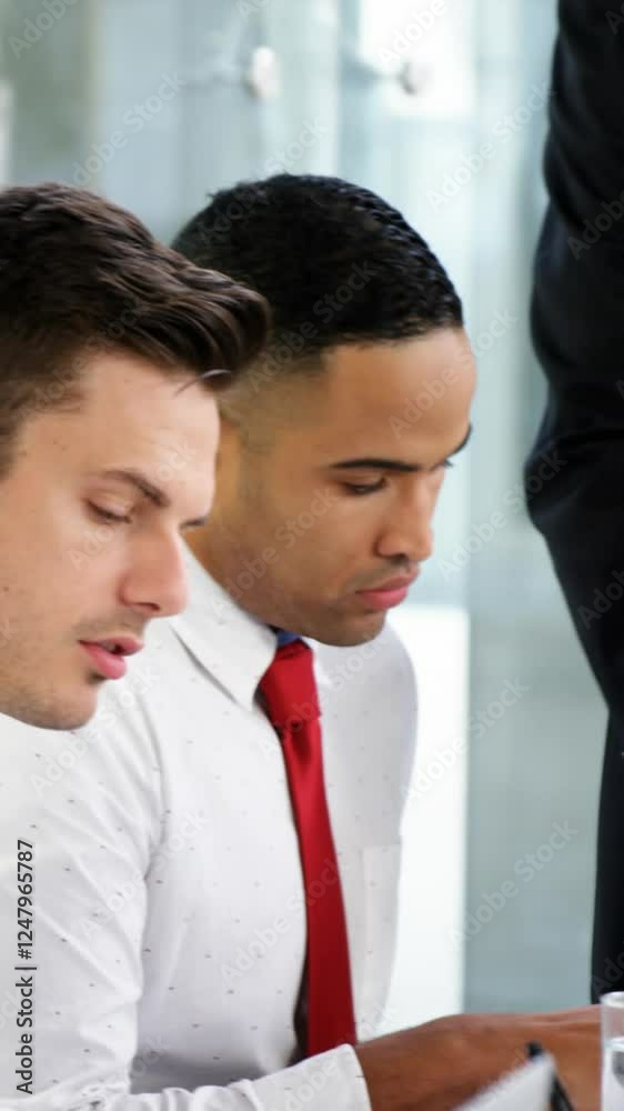 Businessman leading meeting in conference room Businessman leading meeting in conference room