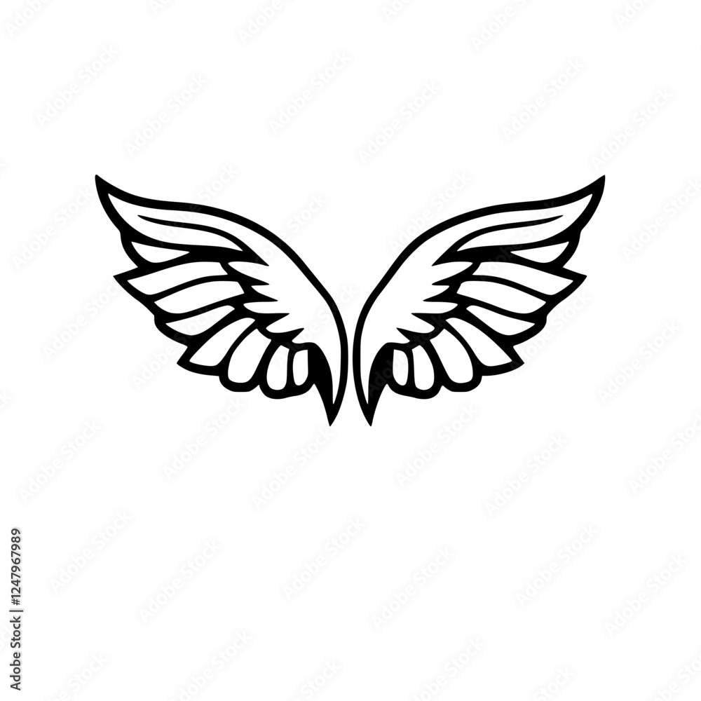 Fototapeta premium Symmetric, black and white wings in a stylized, vector design.