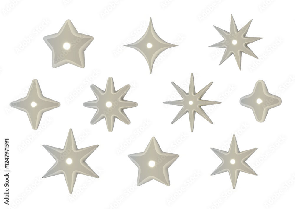 White stars balloon with Chrome Effect White stars balloon with Chrome Effect
