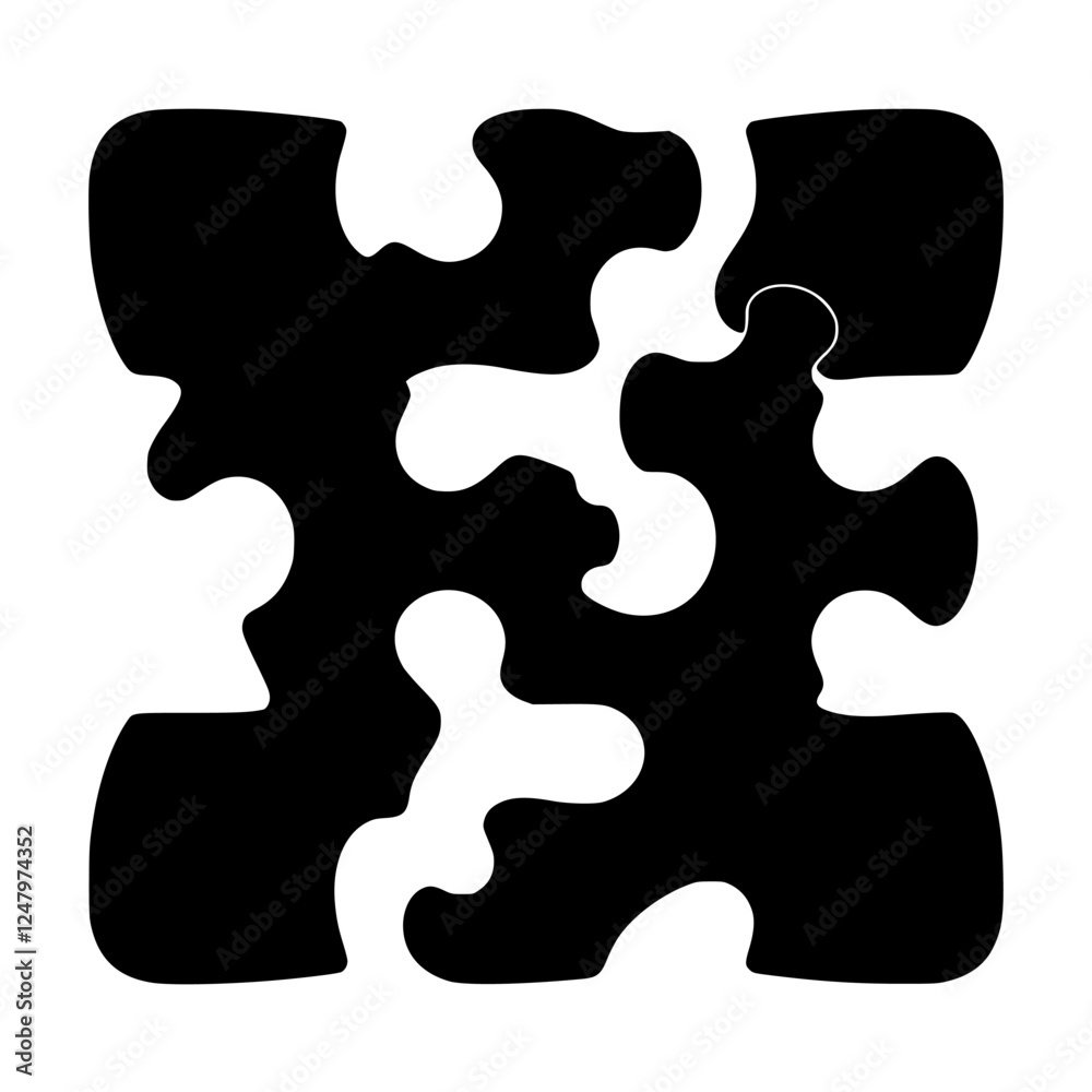 Puzzle pieces with black and white, minimalist design, showcasing a 3x3 layout.