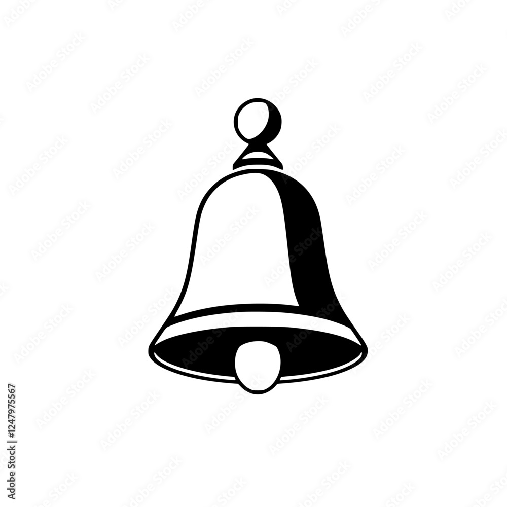Simplified Illustration of a Bell with a Black and White Minimalist Style against a White Background Simplified Illustration of a Bell with a Black and White Minimalist Style against a White Background