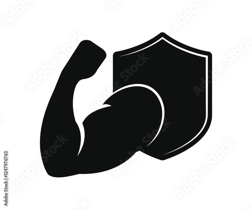 Shield Strong Protection Logo Design Vector stock illustration