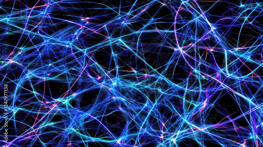 Electric Network: Abstract Glowing Blue and Pink Lines on Dark Background Electric Network: Abstract Glowing Blue and Pink Lines on Dark Background